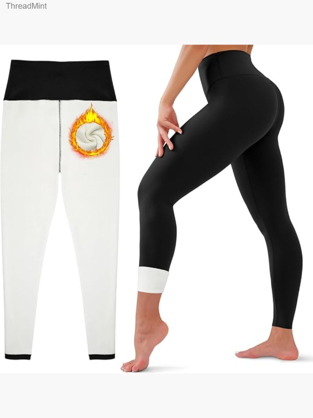 Fleece Lined High Waisted Leggings Tummy Control Thermal Yoga Pants